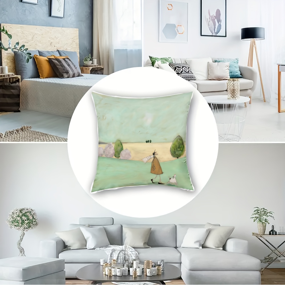1개 패션 만화 프린트 베개 커버, 부드러운 짧은 플러 - Pillow Insert 18X18 리뷰 및 가격